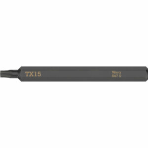Wera 867 S Torx Screwdriver Bit for Hand Impact Drivers T15 70mm Pack of 1