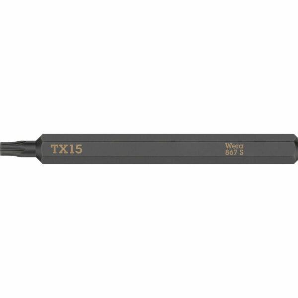Wera 867 S Torx Screwdriver Bit for Hand Impact Drivers T15 70mm Pack of 1