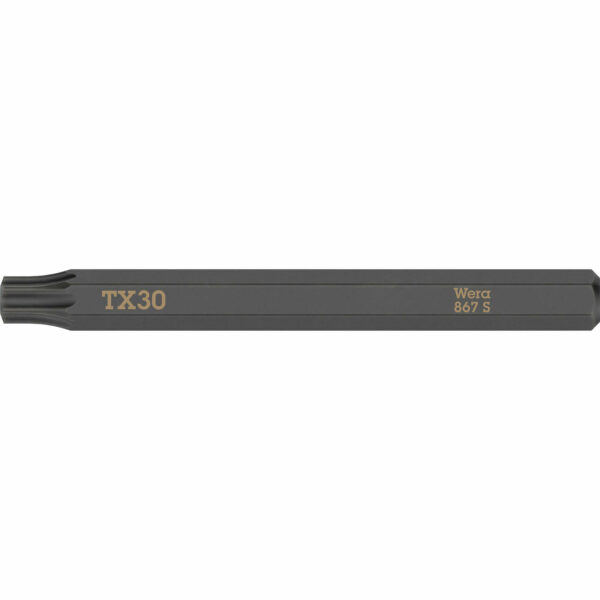 Wera 867 S Torx Screwdriver Bit for Hand Impact Drivers T30 70mm Pack of 1