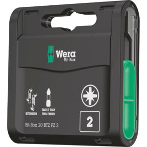 Wera Bit-Box Bi-Torsion Pozi Screwdriver Bits PZ2 25mm Pack of 20