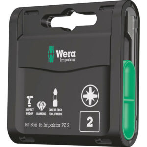 Wera Bit-Box Pozi Impaktor Screwdriver Bits PZ2 25mm Pack of 15