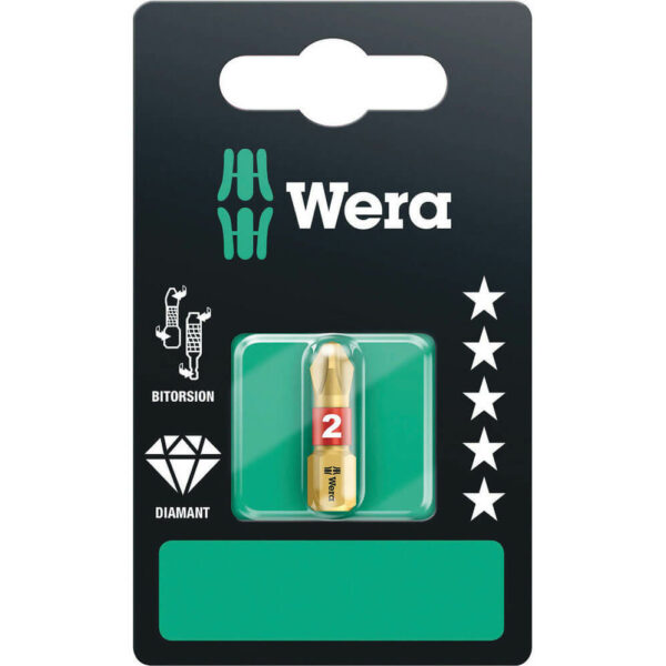 Wera BiTorsion Diamond Phillips Screwdriver Bits PH2 25mm Pack of 1