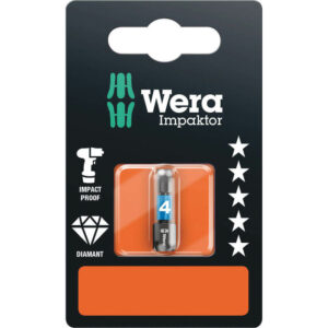 Wera 840/1 Impaktor Hexagon Screwdriver Bits 4mm 25mm Pack of 1