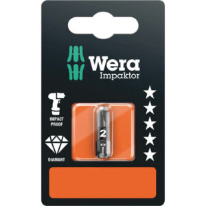 Wera 855/1 Impaktor Pozi Screwdriver Bits PZ2 25mm Pack of 1