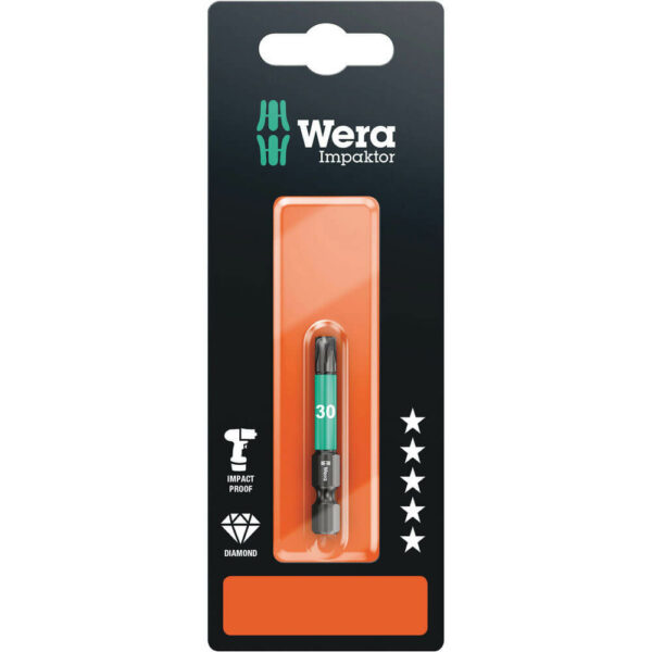 Wera 867/1 Impaktor Torx Screwdriver Bits T30 50mm Pack of 1