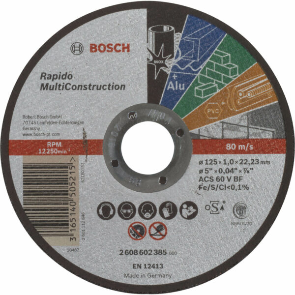 Bosch Rapido MultiConstruction Cutting Disc 125mm 1mm 22mm