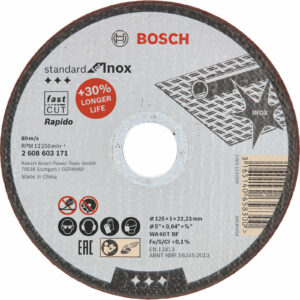 Bosch Rapido Inox Flat Angle Grinder Fast Cutting Disc 125mm 1mm 22mm