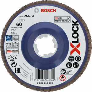 Bosch X Lock Zirconium Abrasive Straight Flap Disc 125mm 60g Pack of 1