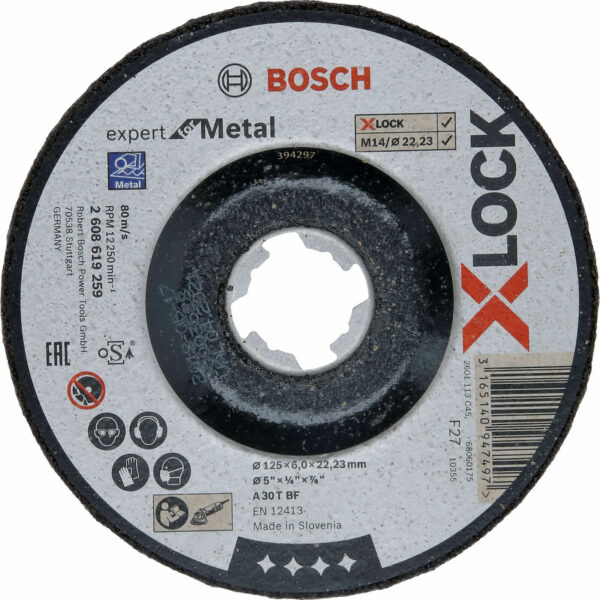 Bosch Expert X Lock Depressed Centre Grinding Disc 125mm 6mm 22mm