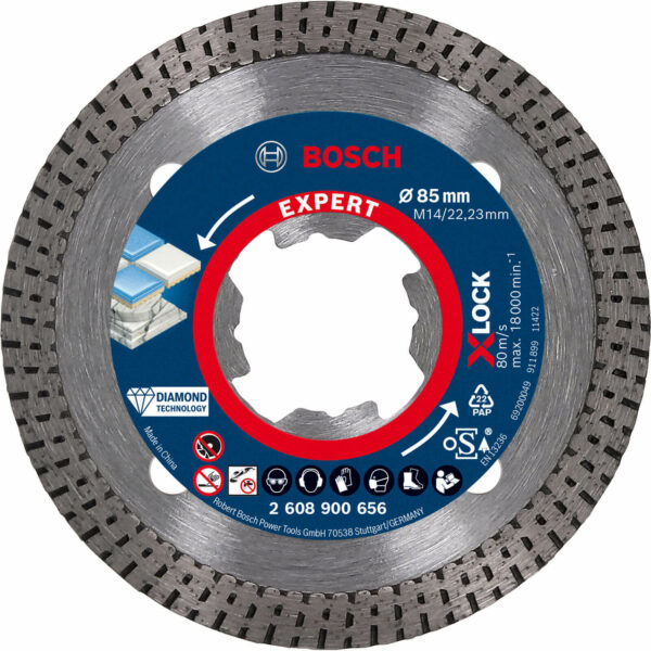 Bosch Expert X Lock Best Diamond Cutting Disc for Hard Ceramics 85mm 1.6mm 22mm