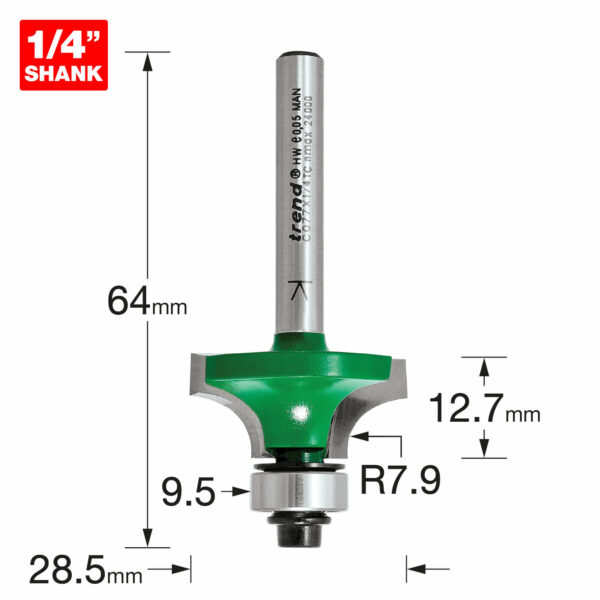 Trend CRAFTPRO Round Over and Ovolo Router Cutter 28.5mm 12.7mm 1/4"