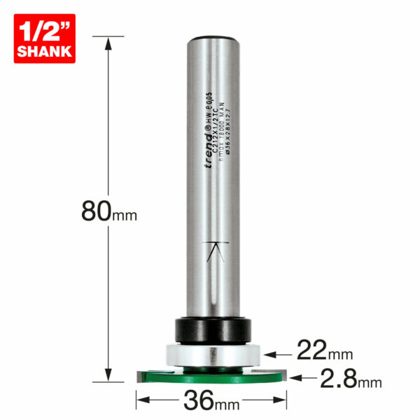 Trend CRAFTPRO Weatherseal Groover Router Cutter 36mm 2.8mm 1/2"