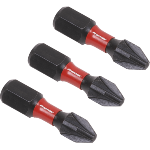 Sealey Impact Power Tool Pozi Screwdriver Bits PZ2 25mm Pack of 3