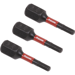 Sealey Impact Power Tool Hexagon Screwdriver Bits Hex 2.5mm 25mm Pack of 3