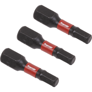 Sealey Impact Power Tool Hexagon Screwdriver Bits Hex 4mm 25mm Pack of 3