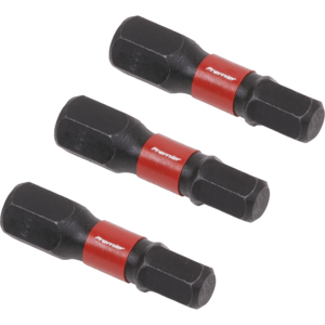 Sealey Impact Power Tool Hexagon Screwdriver Bits Hex 5mm 25mm Pack of 3