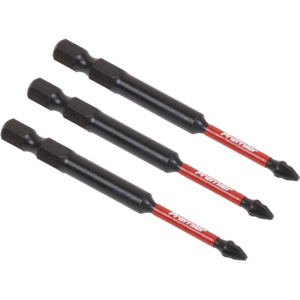 Sealey Impact Power Tool Pozi Screwdriver Bits PZ1 75mm Pack of 3