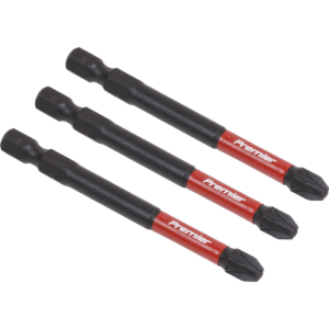 Sealey Impact Power Tool Pozi Screwdriver Bits PZ3 75mm Pack of 3
