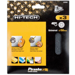 Black and Decker Piranha Hi Tech Quick Fit Mesh ROS Sanding Sheets 150mm 150mm 120g Pack of 3