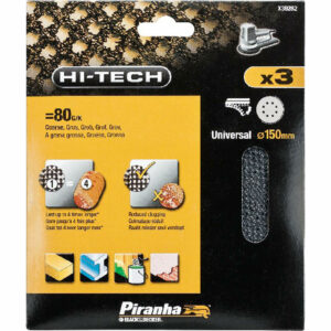 Black and Decker Piranha Hi Tech Quick Fit Mesh ROS Sanding Sheets 150mm 150mm 80g Pack of 3