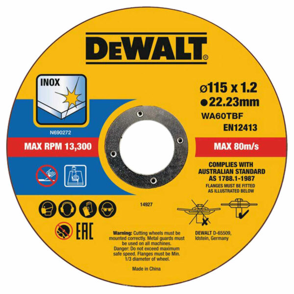 DeWalt Thin Stainless Steel Cutting Disc 115mm Pack of 10