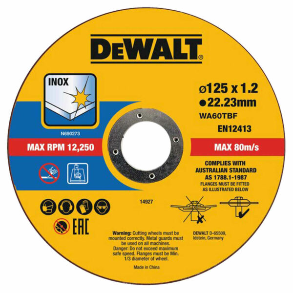 DeWalt Thin Stainless Steel Cutting Disc 125mm Pack of 10
