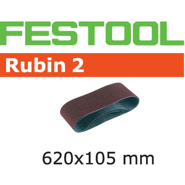 Festool 105mm x 620mm Rubin 2 Abrasive Sanding Belt 105mm x 620mm 120g Pack of 10