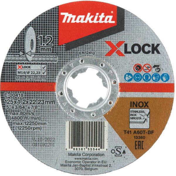 Makita X Lock A60T Metal Cutting Disc 125mm 1.2mm 22mm