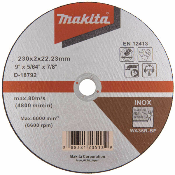 Makita Thin Inox Stainless Steel Cutting Disc 230mm 230mm