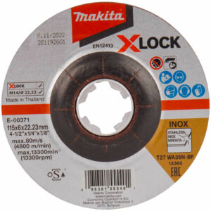Makita X Lock WA36N Metal Grinding Disc 115mm 6mm 22mm