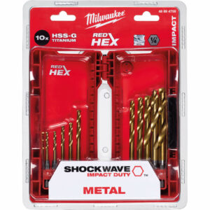 Milwaukee 10 Piece HSS Shockwave Red Hex Impact Drill Bit Set