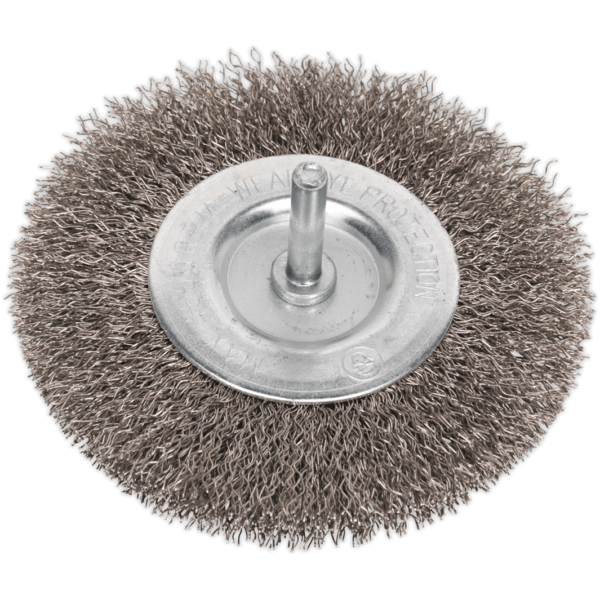 Sealey Flat Stainless Steel Wire Brush 100mm 6mm Shank