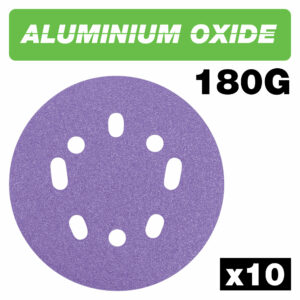 Trend Aluminium Oxide Random Orbital Sanding Disc 125mm 125mm 180g Pack of 10