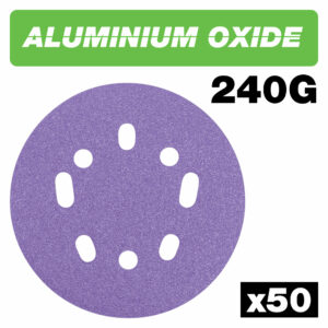 Trend Aluminium Oxide Random Orbital Sanding Disc 125mm 125mm 240g Pack of 50