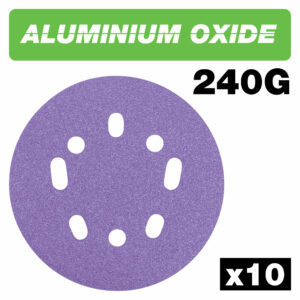 Trend Aluminium Oxide Random Orbital Sanding Disc 125mm 125mm 240g Pack of 10