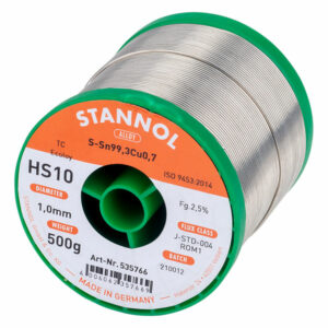 Stannol 535801 Solder Wire HS10 Sn99Cu1 1.0mm 500g