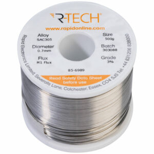 R-TECH 856989 SAC305 Solder 3% M1 Flux 0.5-2% Halide 0.7mm 500g Reel