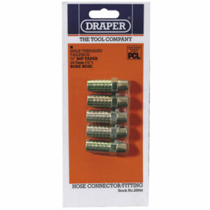 Draper 25844 1/4" Taper 1/2" Bore Pcl Male Screw Tailpieces Pack of 5