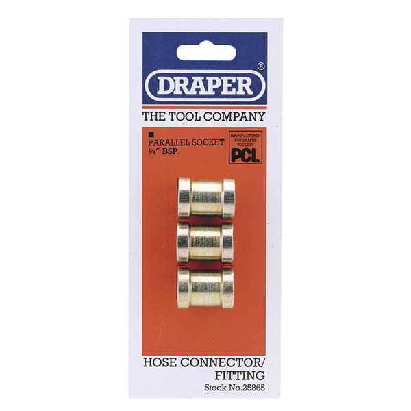 Draper 25865 1/4" Bsp Pcl Parallel Union Nut / Socket Pack of 3