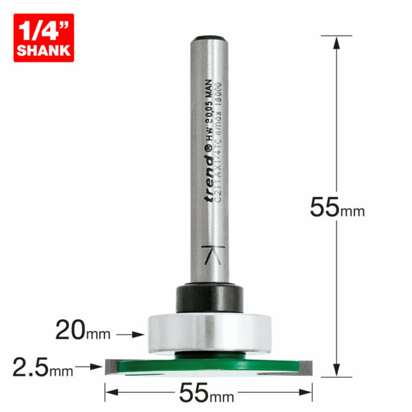 Trend CRAFTPRO Weatherseal Groover Router Cutter 34mm 2.5mm 1/4"