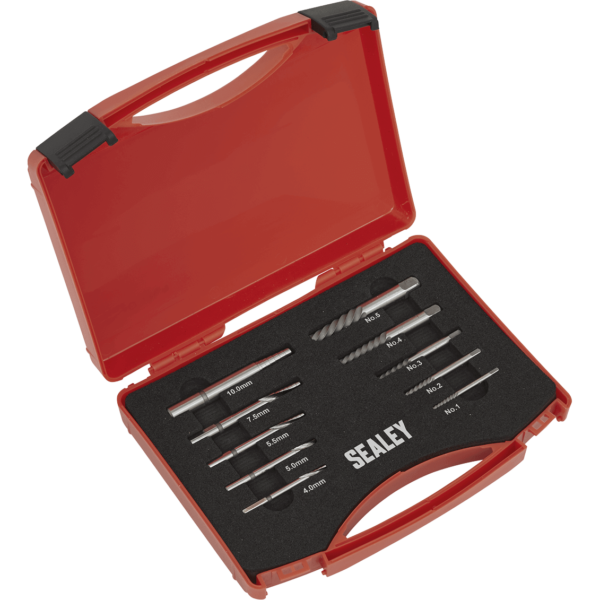 Sealey 10 Piece Step Drill Screw and Bolt Extractor Set