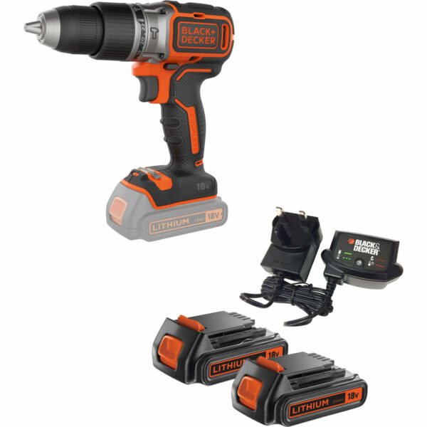 Black and Decker BL188 18v Cordless Brushless Combi Drill 2 x 2ah Li-ion Charger No Case