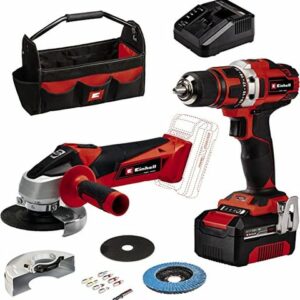 Einhell Power X-Change Einhell Power X-Change TE-TK 18/2 Li Kit Cordless Angle Grinder and Drill Driver Kit with 4Ah Battery