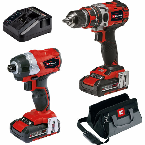 Einhell 18v Cordless Brushless Combi Drill and Impact Driver Kit 2 x 2ah Li-ion Charger Bag