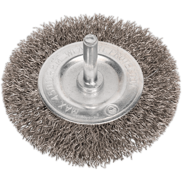 Sealey Flat Stainless Steel Wire Brush 75mm 6mm Shank
