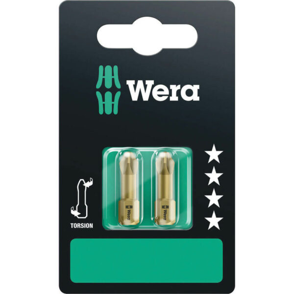 Wera Torsion Extra Hard Pozi Screwdriver Bits PZ2 25mm Pack of 2