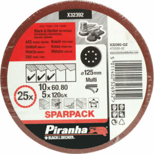 Black and Decker Piranha Quick Fit ROS Sanding Discs 125mm 125mm Assorted Pack of 25