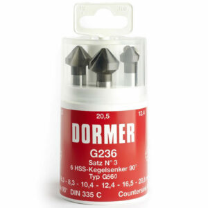 Dormer G2363 6 Piece HSS Straight Shank 90° Countersink Set