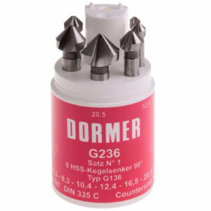 Dormer G2365 6 Piece HSS Tialn Tri-Flat Straight Shank 90° Countersink Set