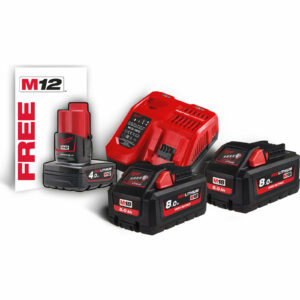 Milwaukee M18 HNRG 18v Cordless Battery Charger and Twin 8ah Batteries 8ah